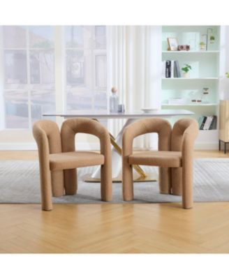 Velvet Upholstered Accent/Dining Chair Set of 2 (Camel Teddy)