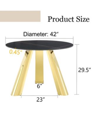 42" Gold-Plated Granite Table - Seats 4-6 - Dining, Entertaining, Conference