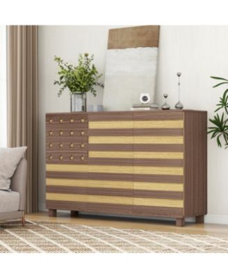 55" Buffet Sideboard Cabinet- Hand Carved, 2 Drawers, 3 Doors, Adjustable Shelves