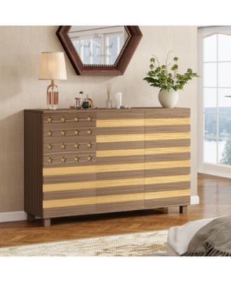 55" Buffet Sideboard Cabinet- Hand Carved, 2 Drawers, 3 Doors, Adjustable Shelves