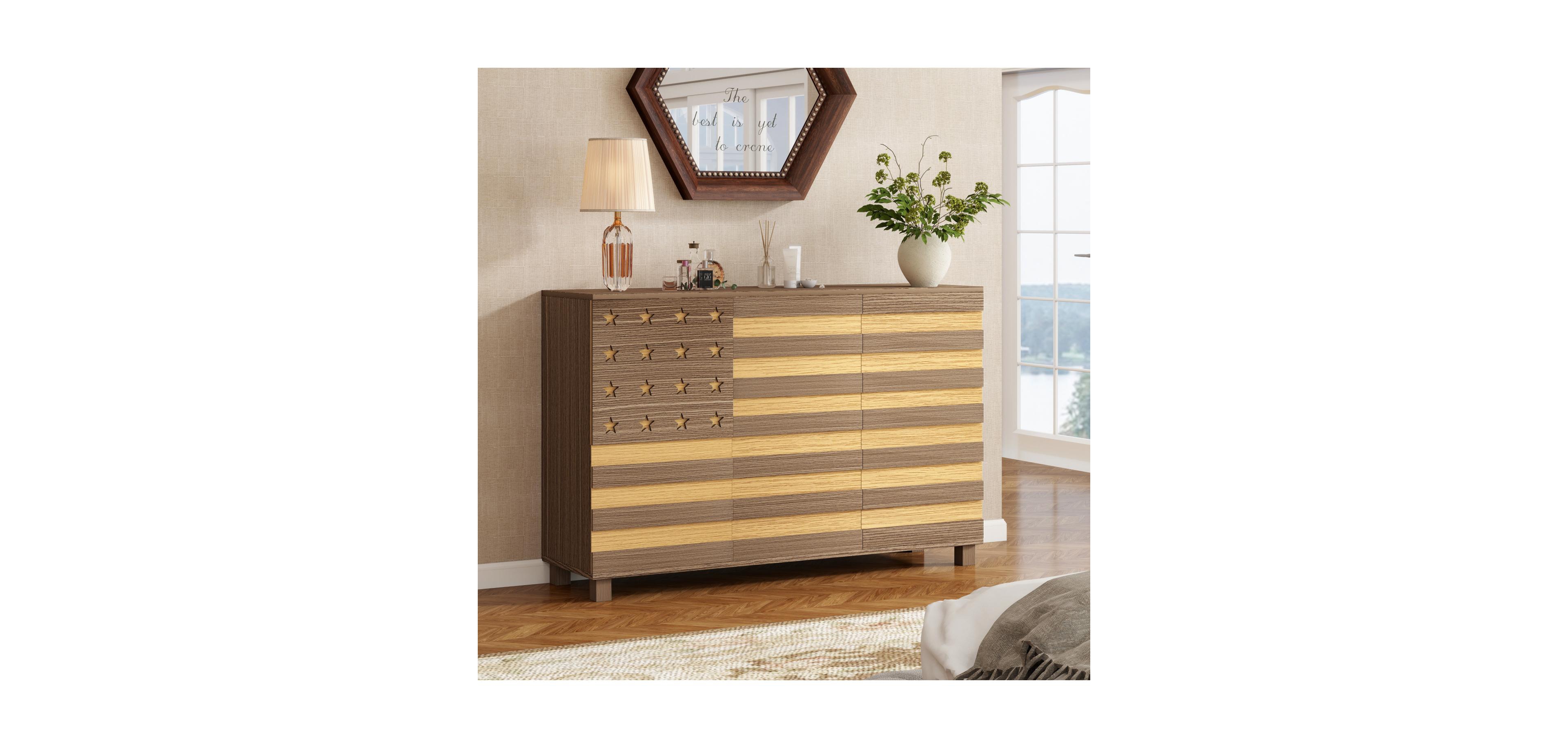 Streamdale Furniture 55" Buffet Sideboard Cabinet- Hand Carved, 2 Drawers, 3 Doors, Adjustable Shelves