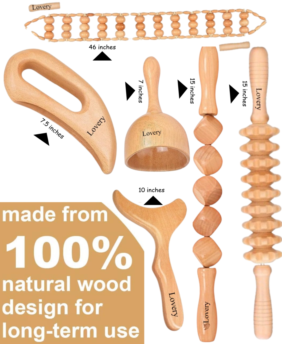 Lovery 6-Pc. Wooden Massage Tool Kit