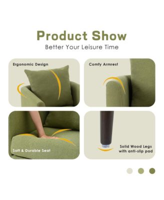 Streamdale Ergonomic Barrel Chair with Waist Pillow and Solid Wood Legs