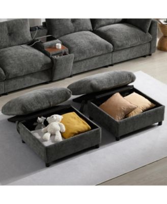 Modular Sectional Sofa w/ Ottoman, Console, USB Charger