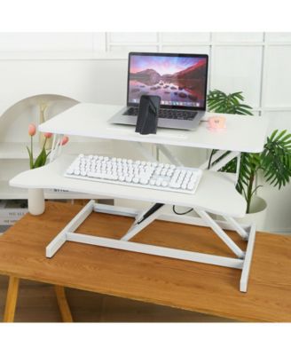 32" Height-Adjustable Desk Converter with Dual Monitor & Laptop Workstation