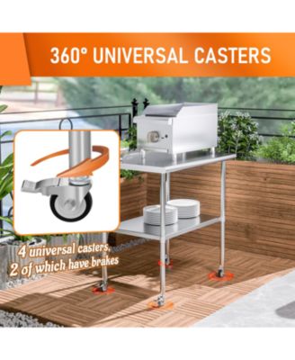 Stainless Steel Table 30x36" w/ Adjustable Shelf & Wheels