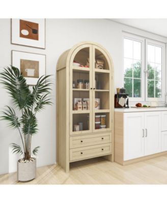 1 Pc. Wood Arched Design with Adjustable Shelves Kitchen Pantry Cabinet