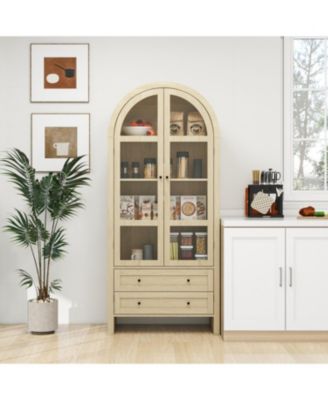 1 Pc. Wood Arched Design with Adjustable Shelves Kitchen Pantry Cabinet