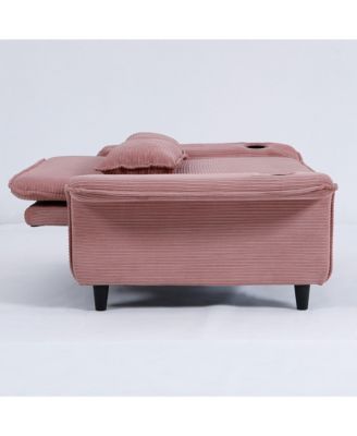 Pink Striped Sofa Bed - Adjustable Arms & Back - 65.74-inch