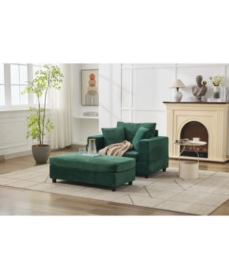  Chaise Lounge with Storage Ottoman & Pillows