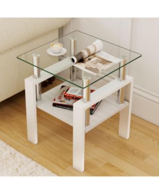 2 Modern Glass Tea/Coffee Tables - Transparent/White