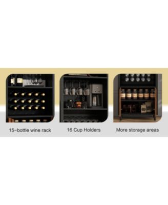 + 71" + Wood (assuming material is wood) + Wine Rack & Glass Holder + Wine Bar Cabinet