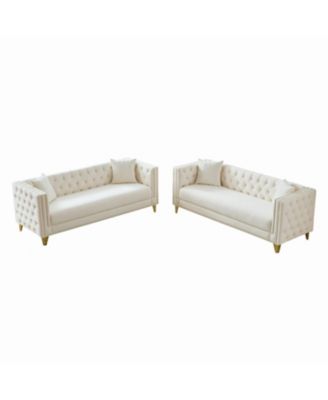 Streamdale Chesterfield Velvet Sofa, 3+3 Seater, Button Nailhead.