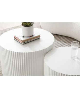 White Round Nesting Coffee Tables (Set of 2)