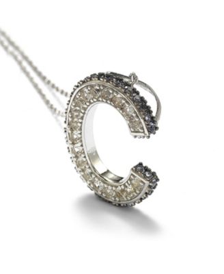 Suzy Levian Sterling Silver Sapphire 3-D Letter "C" Initial Pendant