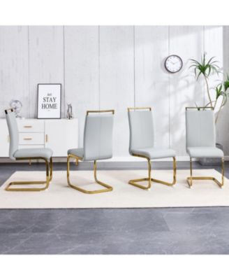 PU Leather Dining Chair Set of 4 Light Gray