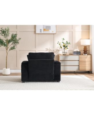 Corduroy Chaise Lounge Sofa with Ottoman & Storage