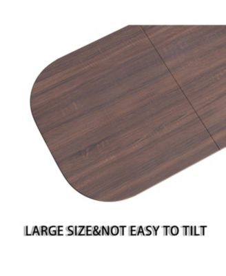 63" Brown Dining Table with 6 Black Metal Leg Chairs