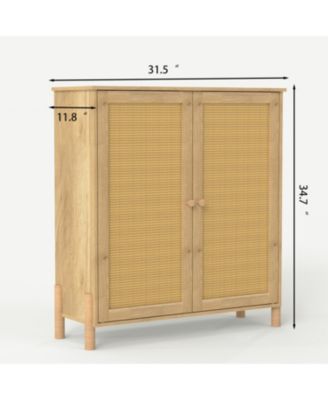 Rattan Door Mid-Century Modern Storage Cabinet