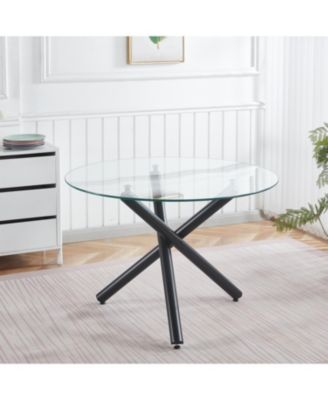 Glass Dining Table - Modern Kitchen Table 110cm