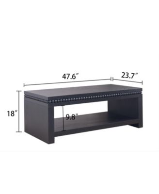 Modern Coffee Table - Beaded Trim, Open Shelf