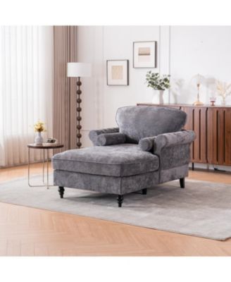 Oversized Chenille Chaise Lounge Sofa Bed
