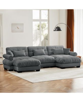 Streamdale U Shape Sectional Sofa with Ottomans, Modern Corner Couch