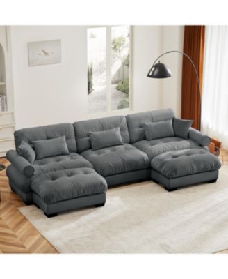 Streamdale U Shape Sectional Sofa with Ottomans, Modern Corner Couch