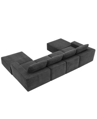 Modular U-Shaped Chenille Sectional Sofa with Ottomans