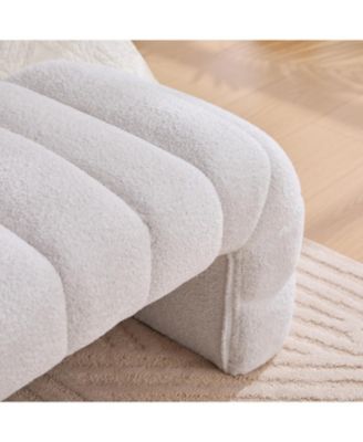 Streamdale 69.7" Modern Upholstered Bed Bench, Chenille Ottoman, Ivory