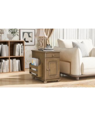 Streamdale Vintage Flip Top End Table with USB & Drawer