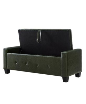 Streamdale 48" Storage Ottoman Bench - Tufted Faux Leather - Dark Green