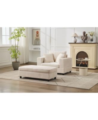 Chaise Lounge Sofa Bed with Ottoman & Pillows