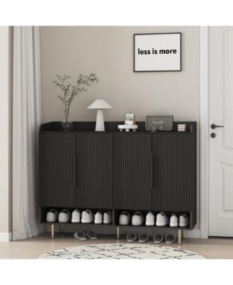 Streamdale Black Sideboard Shoe Cabinet with Adjustable Shelves