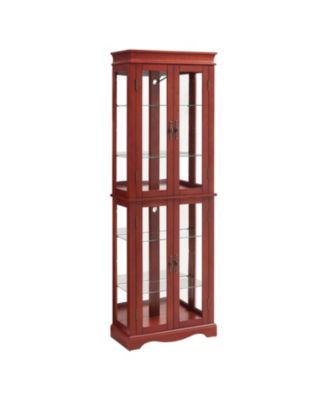 Lighted Glass Curio Cabinet - Cherry Finish