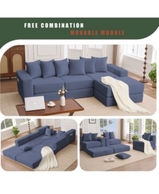 Streamdale 10-in-1 Corduroy Convertible Sectional Sofa with Pillows