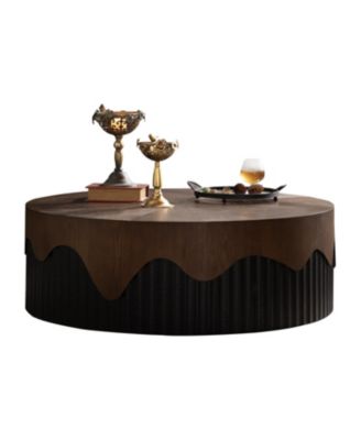 39" Round Coffee Table - Handcrafted Relief Pedestal