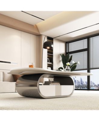 Butterfly Coffee Table - Sintered Stone Top, Storage & Drawer