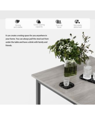 Bar Table Set with 2 Bar stools, Grey, 23.62" W x 23.62" D x 35.43" H