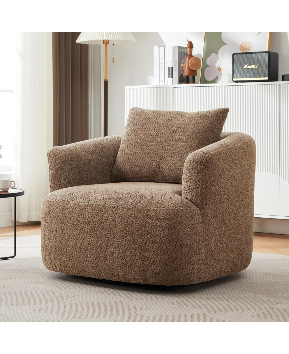 Streamdale Furniture 360 Swivel Accent Barrel Chair with Throw Pillow