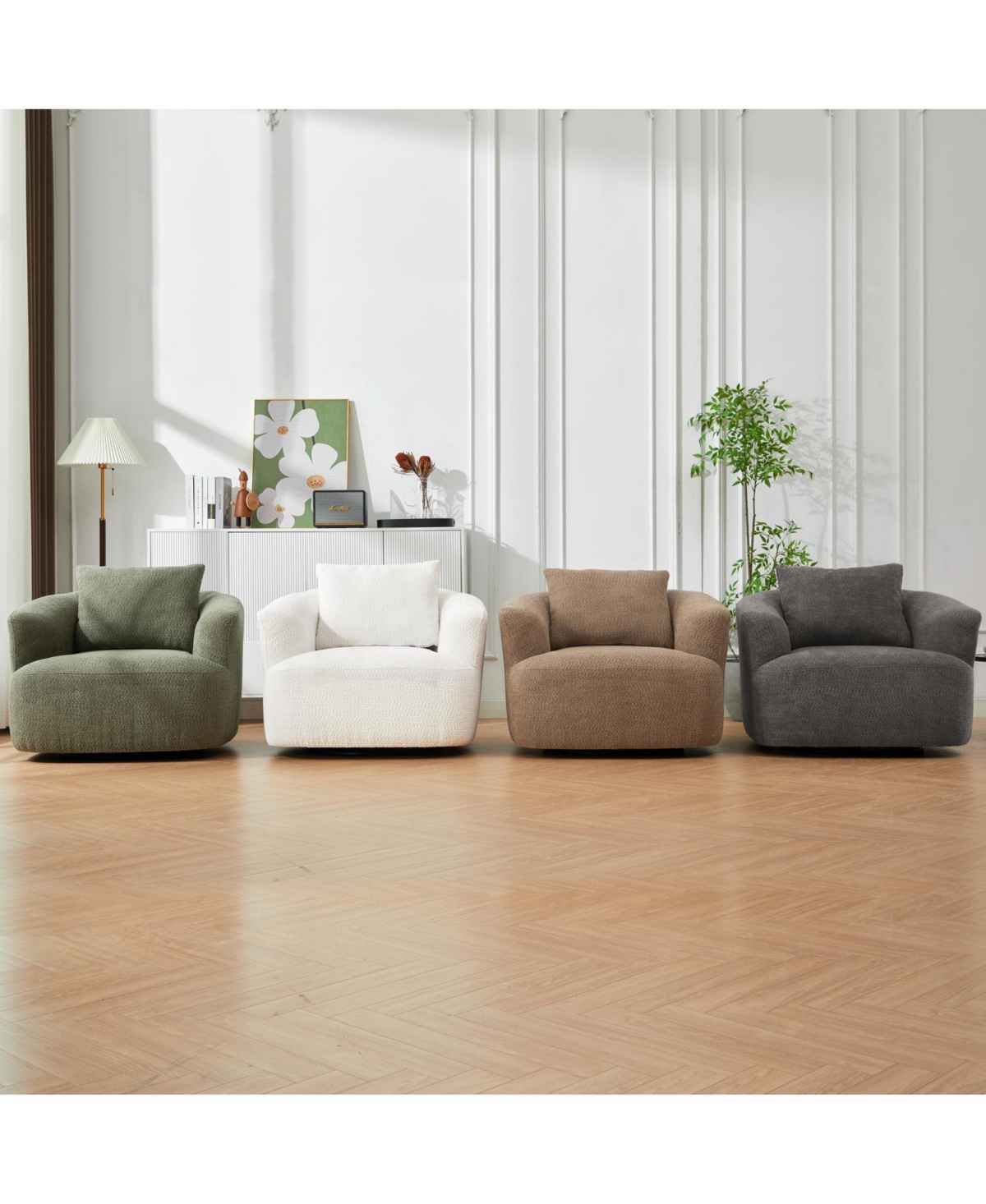 Streamdale Furniture 360 Swivel Accent Barrel Chair with Throw Pillow