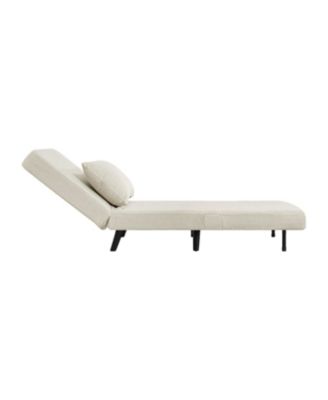 Foldable Linen Chaise Lounge Bed - Beige