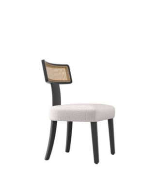 Mid Century Rattan Dining Chairs - Set of 2 Black/Beige