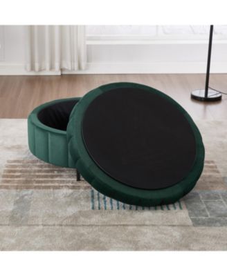 31.5" Green Velvet Storage Ottoman with Reversible Lid