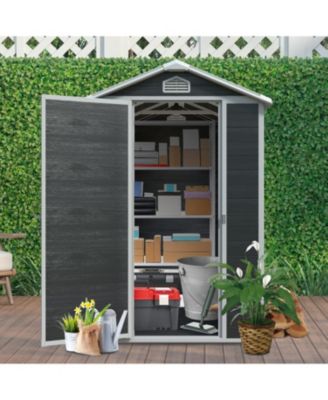 4 ft x 6 ft Outdoor plastic Storage Shed with floor, Black