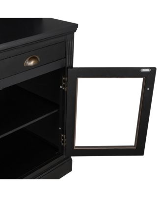Modern Bookcase with Glass Doors & Drawer - Black