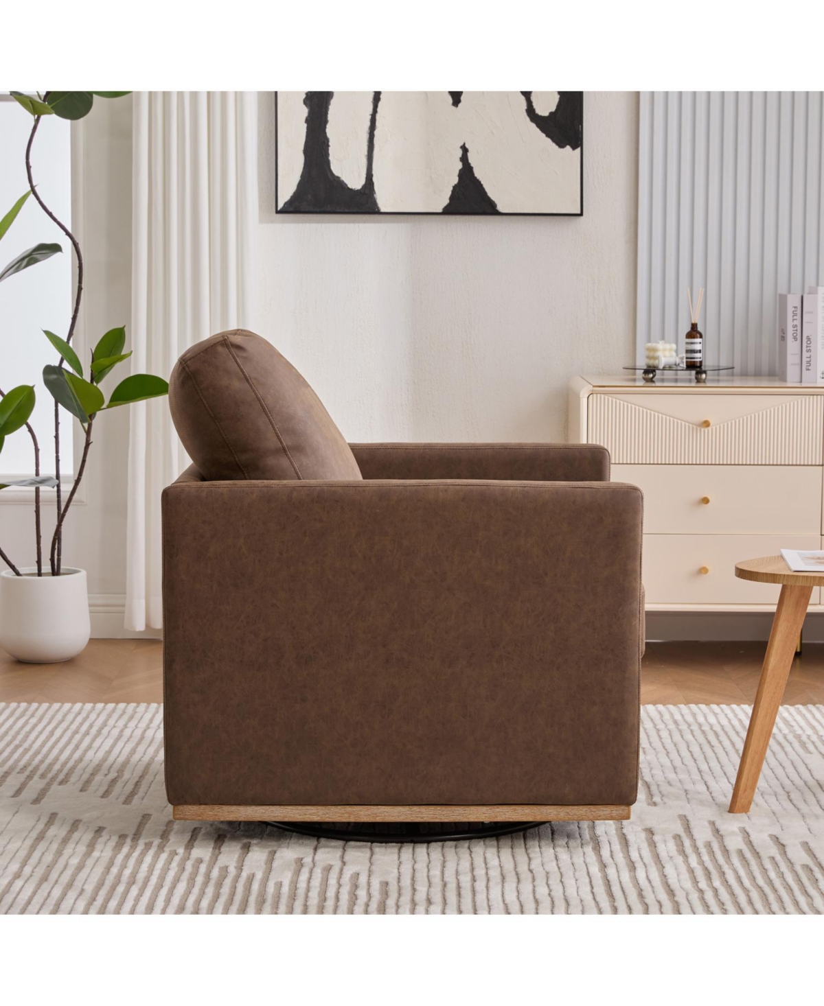 Streamdale Furniture Upholstered Swivel Accent Chair - Coffee Pu