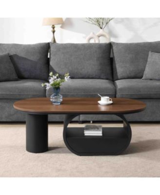  Luxury Industrial Oval Coffee Table w/ Drawer