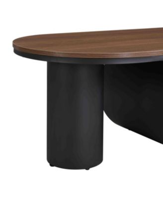  Luxury Industrial Oval Coffee Table w/ Drawer