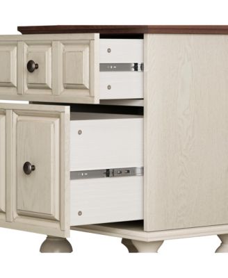 Vintage Nightstand 2 Drawers Roman Legs Solid Wood (Antique White)